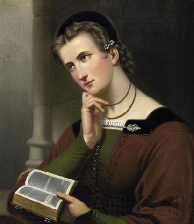 unknow artist Portrat einer jungen Frau mit Bibel France oil painting art
